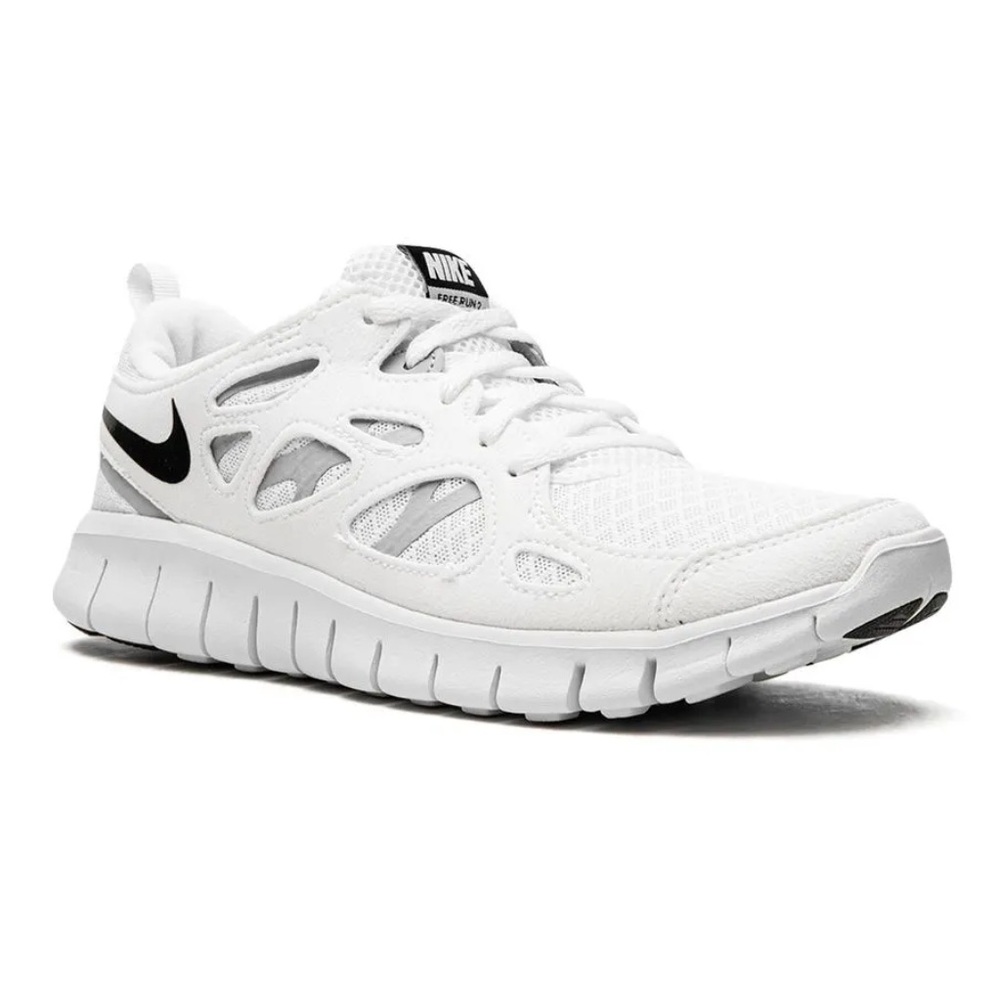 Nike Free Run 2 White Lace Up Running Sneakers Big Boys Size 4.5